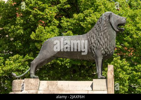 Braunschweig, „Braunschweiger Löwe“ (Kopie) auf dem Burgplatz Foto Stock