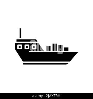 Vehicle. Trasporto di icona della nave di carico, veicoli marini. Stile icona solido, glifo. Semplice illustrazione del disegno modificabile Illustrazione Vettoriale