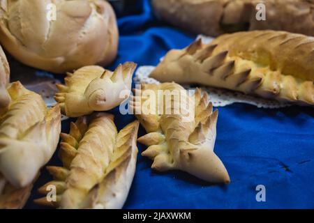 Primo piano del tipico pane sardo Foto Stock