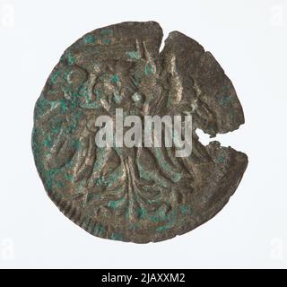 Zygmunt II Agosto [1544 (1548) 1572], Denar Gdański, Gdańsk; 1557 Mint di Gdańsk, Zygmunt Agosto Foto Stock