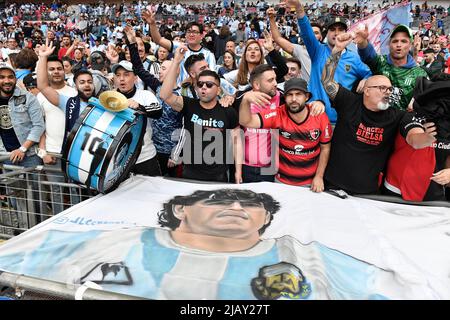 Londra, Francia. 01st giugno 2022. Tifosi dell'Argentina prima della partita di calcio del Trofeo Finalissima 2022 tra Italia e Argentina allo stadio Wembley di Londra, Inghilterra, 1st giugno 2022. Foto Andrea Staccioli/Insidefoto Credit: Ininsidefoto srl/Alamy Live News Foto Stock