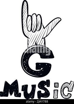 Illustrazione di musica hip hop in stile graffiti, logo con lettere, vettoriale. Tipografia per poster, magliette o adesivi Illustrazione Vettoriale