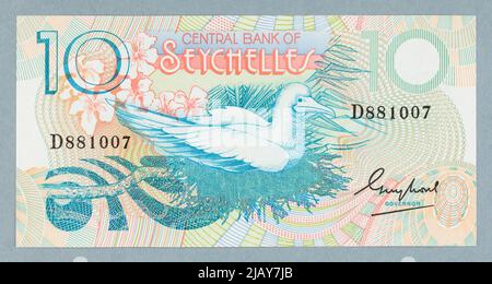 Banknot na 10 rupees, Central Bank of Seychelles, Seszele, b.r.(1983) Foto Stock