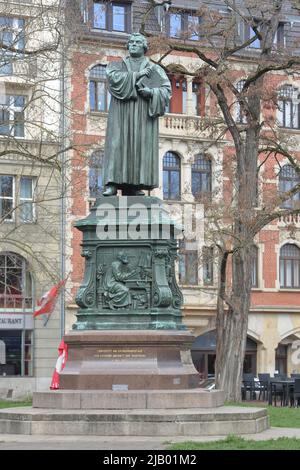 Lutero Monumento a Eisenach, Turingia, Germania Foto Stock