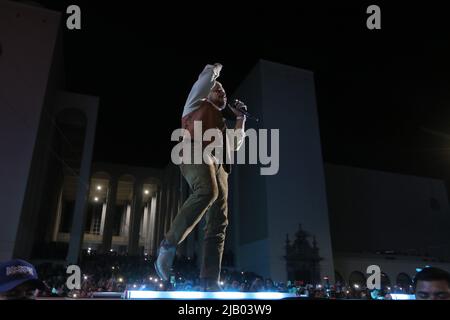 Christian Nodal in concerto, durante le festività del 2022 presso la piazza Emilaina de Zubeldia e il Museo dell'Università di sonora il 29 maggio a Hermosillo sonora Messico. (© Photo Tiradorestrella by NortePhoto.com) Christian Nodal en concierto, durante las fiestas del Pitic 2022 en la plaza Emilaina de Zubeldia y Museo de la Unoverdad de sonora el el 29 Mayo en Hermosillo sonora Mexico. (© Foto Tiradorestrella di NortePhoto.com) Foto Stock