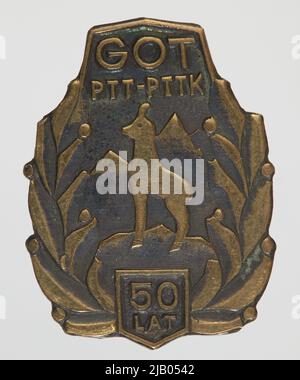 Distintivo Jubilee del 50th anniversario della etichetta ignota Badge Mountain Tourist, Masze Ski, Józef Foto Stock