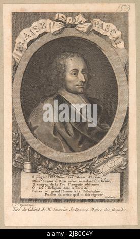 Błażej Pascal (di proprietà di Blaise Pascal, 1623 Clermont Ferrand, 1662 Parigi) matematico, fisico e filosofo francese di religione Blaise Pascal Unknown, Quesnel, L. N. Foto Stock