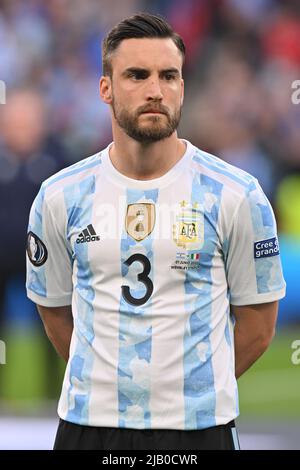 Londra, Regno Unito. 31st maggio 2022. Nicolas Tagliafico (3 Argentina) durante la UEFA CONMEBOL Finalissima 2022 tra Italia e Argentina al Wembley Stadium di Londra, Inghilterra. Cristiano Mazzi/SPP Credit: SPP Sport Press Photo. /Alamy Live News Foto Stock