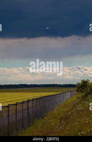 Pista dell'aeroporto di Manchester Foto Stock