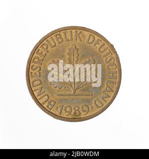Germania, Germania occidentale (1949 1990), 10 pfennig; 1989 Mint di Monaco, Jäger, Adolf (1895 1983) Foto Stock
