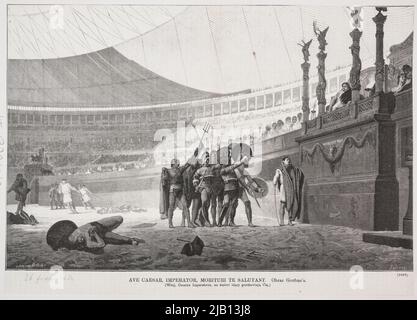 Ave Caesar, imperatore, Morituri te Salutant secondo la foto di Jean L. Gérôme è stato disegnato da Władysław Szerner. Cleatch from Kłosów 1873 (2) 21 Gérôme [Gerome], Jean Léon (1824 1904), Szerner, W Adys AW (1836 1915), Holewi Ski, Józef (1848 1917) Foto Stock
