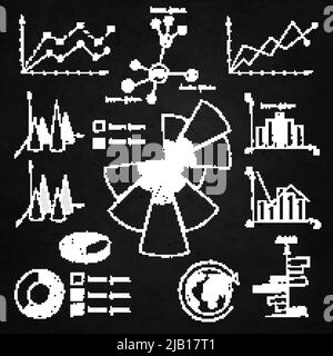 Chalk infografico design diagrammi di elementi isolati illustrazione vettoriale Illustrazione Vettoriale