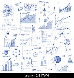 Doodle design infografico elementi isolati illustrazione vettoriale Illustrazione Vettoriale