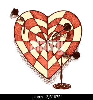 A forma di bersaglio cuore con le frecce emblema illustrazione vettoriale Illustrazione Vettoriale