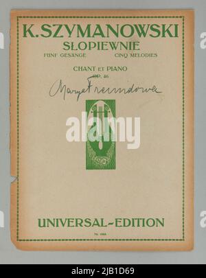 Note Słopiewnie op. 46 con le parole di Julian Tuwim Szymanowski, Karol (1882 1937) Foto Stock