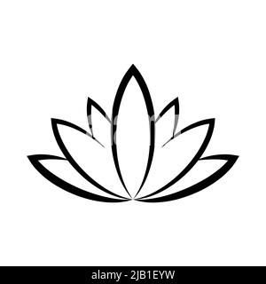 Icona Lotus. Fiore di loto silhouette. Logo fiore di loto. Illustrazione vettoriale. Icona nera isolata Illustrazione Vettoriale