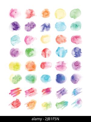 Set di colori arcobaleno acquerello vernice. Vettore artistico di colorazione utilizzato come elemento nel disegno decorativo del fondo del festival, poster, carta, Illustrazione Vettoriale