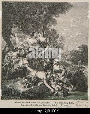 Trovare Mosè secondo il quadro di Charles de Lafosse. Una clip di una rivista tedesca Unknown, Lafosse, Charles de [la fosse] (1636 1716) Foto Stock