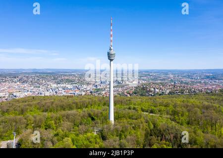 Stuttgart torre tv skyline vista aerea città architettura viaggio in Germania Foto Stock