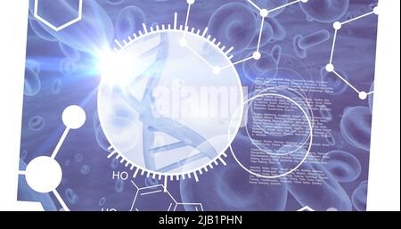 Immagine dell'elaborazione di dati scientifici sulla filatura di filamenti di dna Foto Stock