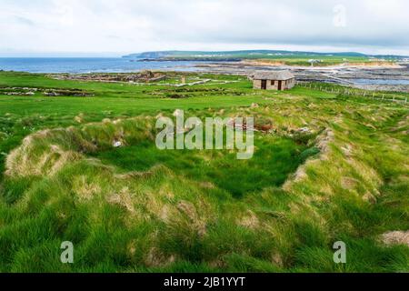 Antichi insediamenti Pictish e Norse sulla Brough of Birsay Island, Birsay, Mainland, Orkney Islands, Scozia. Foto Stock