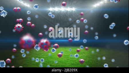 Immagine di 19 celle in uno stadio sportivo vuoto Foto Stock