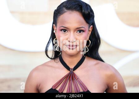 Westwood, Stati Uniti. 01st giugno 2022. WESTWOOD, LOS ANGELES, CALIFORNIA, USA - 01 GIUGNO: L'attrice americana Karrueche Tran arriva al Los Angeles Premiere del 'Hustle' di Netflix tenuto al Regency Village Theatre il 1 giugno 2022 a Westwood, Los Angeles, California, Stati Uniti. (Foto di Xavier Collin/Image Press Agency) Credit: Image Press Agency/Alamy Live News Foto Stock