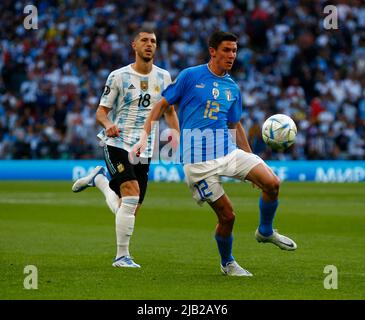 LONDRA, INGHILTERRA - GIUGNO 01:Matteo Pessina d'Italia durante Finalissima Conmebol - Coppa UEFA di campioni tra Italia e Argentina al Wembley Stadium Foto Stock