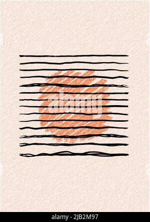 Poster astratto a forma di inchiostro decorativo. Grunge minimalista Illustrazione Vettoriale