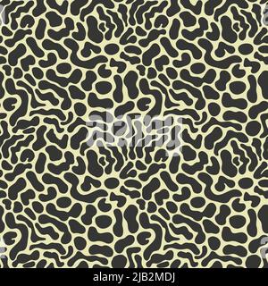 Pelle di pesce gatto Brocade senza cuciture. Sfondo di diffusione della reazione di coltura biologica. Modello astratto caotico per la pelle macchiata di animali per il testo della copertina Illustrazione Vettoriale