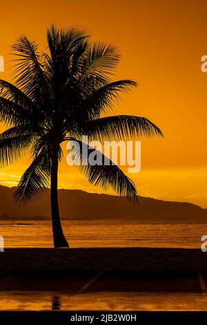 Tramonto a Haleiwa, Oahu, Hawaii Foto Stock
