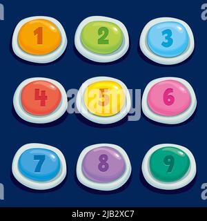 Numeri di telefono colorati per bambini. Primo piano di illustrazione vettoriale Illustrazione Vettoriale