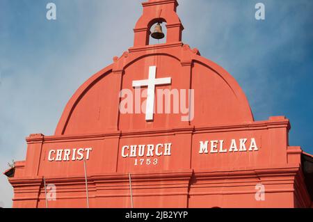 La storica chiesa di cristo protestante costruita nel 1753 nella città di Melaka Malesia sito patrimonio mondiale dell'unesco. Foto Stock