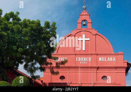 La storica chiesa di cristo costruita nel 1753 nella città di Melaka Malesia sito patrimonio mondiale dell'unesco. Foto Stock