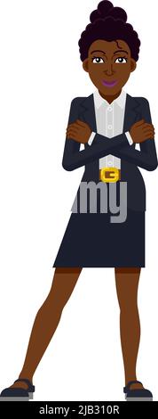 Black Business Woman Cartoon Illustrazione Illustrazione Vettoriale