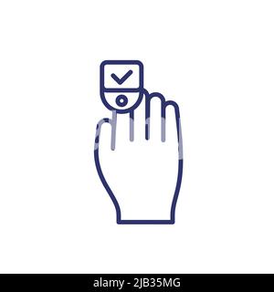 ossimetro, icona della linea di controllo della saturazione di ossigeno Illustrazione Vettoriale