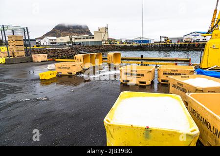 Il porto di Stykkishólmur in Islanda è un importante centro di pesca Foto Stock