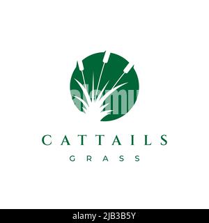Illustrazione vettoriale del logo Cattail grass Illustrazione Vettoriale