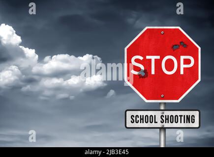 Stop scuola tiro - cartello stradale Foto Stock