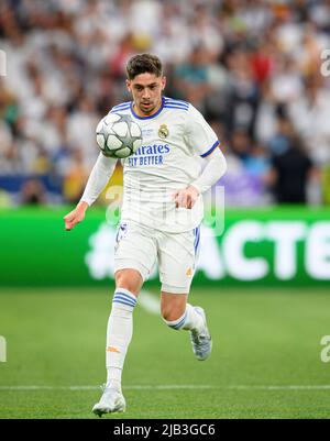 Fede VALVERDE (Real) Action, finale della Champions League 2022, Liverpool FC (LFC) - Real Madrid (Real) 0: 1, il 28th maggio 2022 a Parigi/Francia. Â Foto Stock