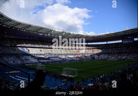 Interior view Stade de France, panoramica, finale della Champions League 2022, Liverpool FC (LFC) - Real Madrid (Real) 0: 1, il 28th maggio 2022 a Parigi/Francia. Â Foto Stock