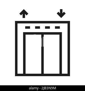 vettore icona elevatore. tratto lineare sfondo bianco Illustrazione Vettoriale