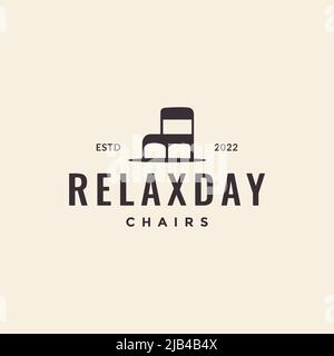 sedia in legno relax hipster logo design vettore grafico simbolo icona illustrazione idea creativa Illustrazione Vettoriale