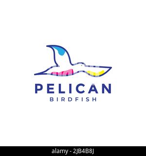 linea astratto colorato volo pelican logo design vettore grafico simbolo icona illustrazione idea creativa Illustrazione Vettoriale