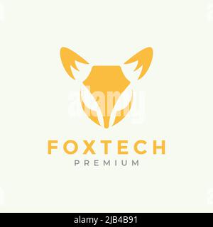 testa arancione volpe moderno piatto minimal logo design vettoriale grafico simbolo icona illustrazione idea creativa Illustrazione Vettoriale