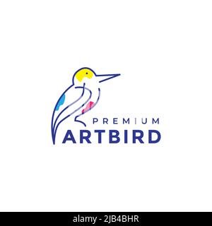 line art astratto uccello kingfisher logo design vettore grafico simbolo icona illustrazione idea creativa Illustrazione Vettoriale