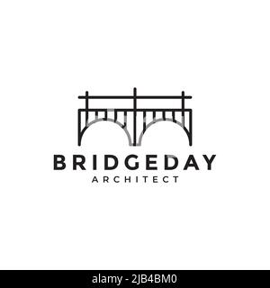 linea minimalista ponte architetto logo design vettore grafico simbolo icona illustrazione idea creativa Illustrazione Vettoriale
