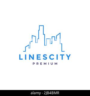 single line edificio città logo design vettore grafico simbolo icona illustrazione idea creativa Illustrazione Vettoriale
