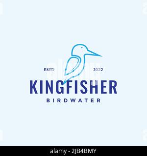 linea uccello kingfisher minimal logo design vettoriale grafico simbolo icona illustrazione idea creativa Illustrazione Vettoriale