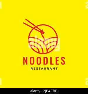 linea cerchio geometrico spaghetti e logo chopstick disegno vettoriale simbolo grafico icona illustrazione idea creativa Illustrazione Vettoriale